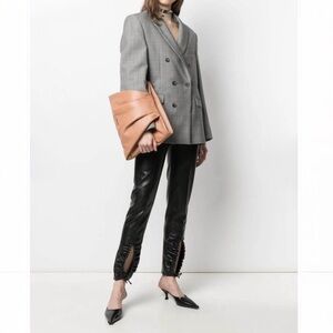 Fold-Over Leather Clutch Wristlet in Peachy Tan